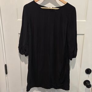 Old Navy Womens Dress Large Black 3/4 Sleeve Zipper‎ Back 100% Rayon
